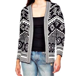 FATE Aztec Print Sweater Cardigan Black & White * Size S Small